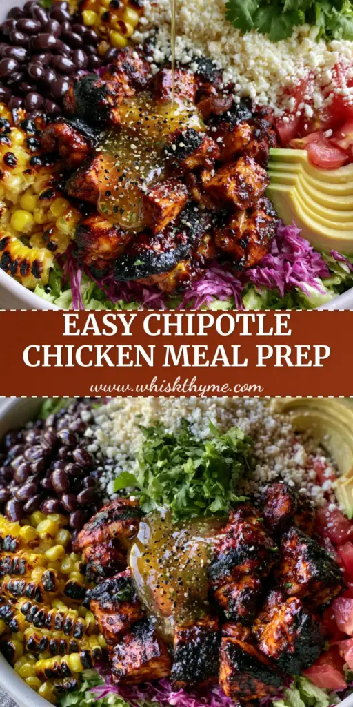 A vibrant chipotle chicken chopped salad in a white bowl with charred corn, avocado slices, and cotija cheese crumbles.