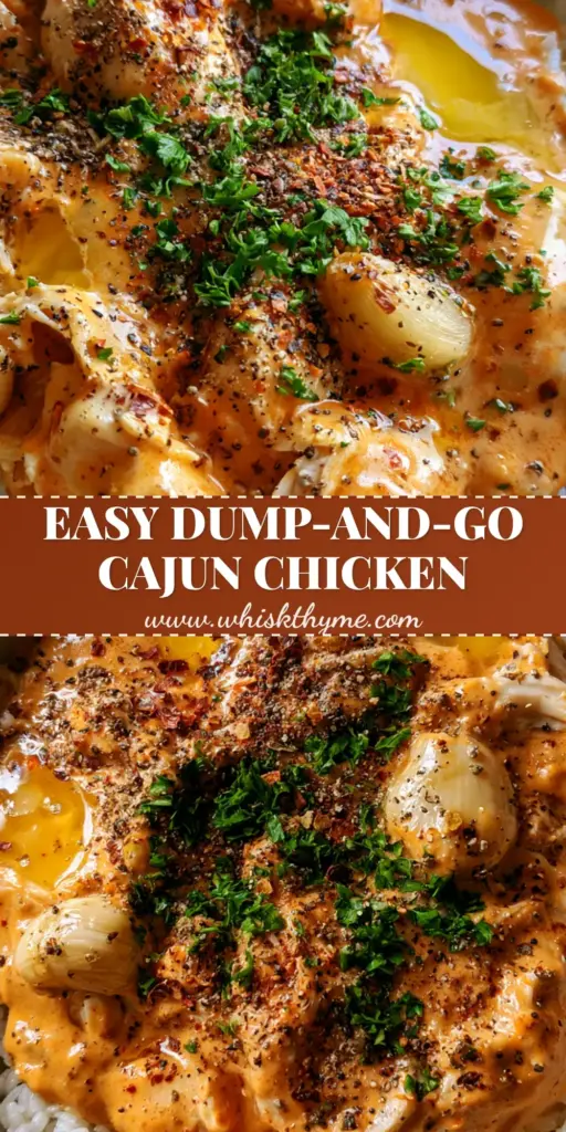 Crockpot Cajun Butter Chicken: The Ultimate Creamy Slow Cooker Dinner 4 A close-up vertical shot of Crockpot Cajun Butter Chicken with shredded chicken, orange sauce, and shimmering garlic butter over rice.