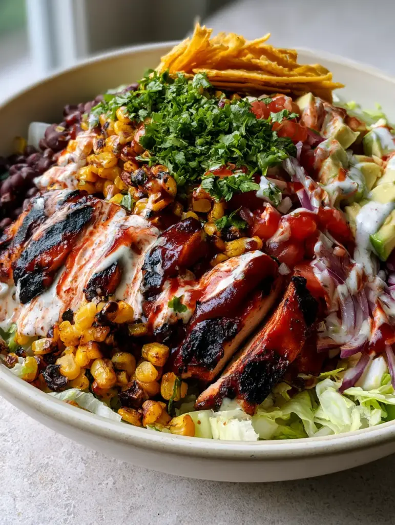 BBQ Chicken Chopped Salad (Better Than Restaurant Style!) 1 A mosaic of salad toppings including black beans, corn, and avocado chunks. (BBQ Chicken Chopped Salad)