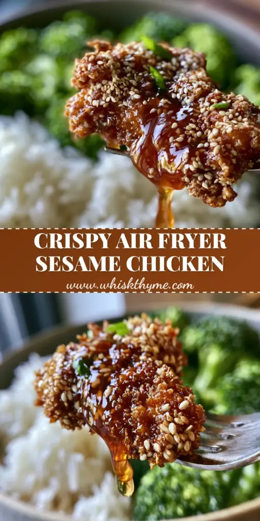 Sesame Chicken: The Ultimate Crispy Air-Fried Recipe 3 A single piece of ultra-crispy air-fried Sesame chicken dripping with thick honey glaze on a fork, held over a bowl of rice.
