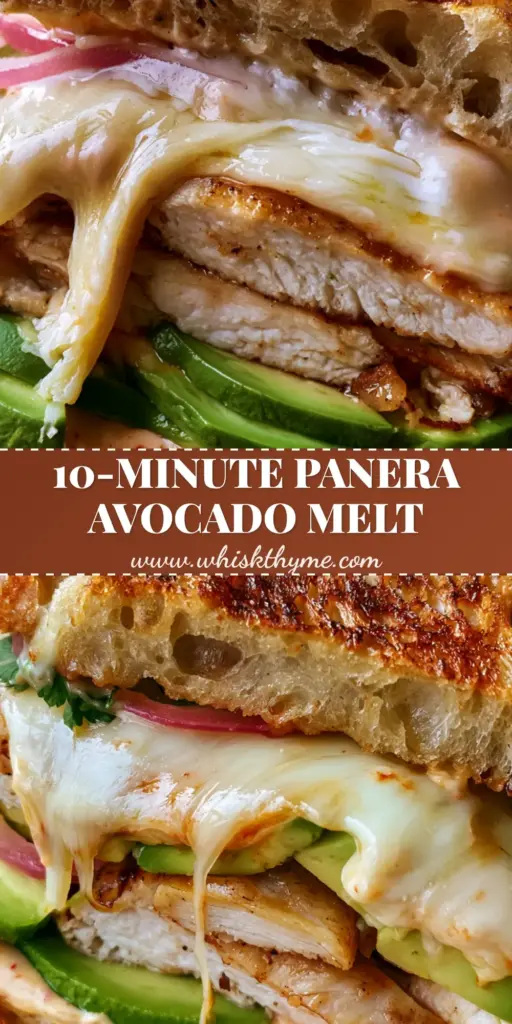 A gourmet Chicken Avocado Melt Sandwich on parchment paper featuring thick sourdough, melted white cheddar, sliced chicken, and avocado.