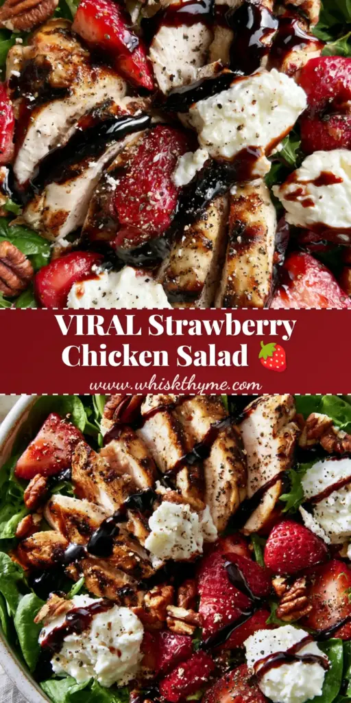 A close-up vertical shot of a million dollar chicken salad recipe served on a buttery toasted croissant with visible grapes and pecans.
