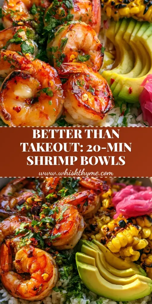A handheld smartphone photo of a matte light grey ceramic bowl containing chili lime shrimp bowls with charred corn, avocado, and jasmine rice.